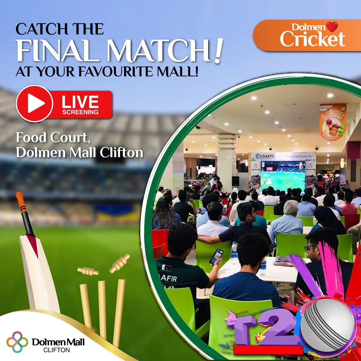 PAK vs ENG, T20 World Cup Final Screening– Dolmen Mall Clifton [13 Nov]