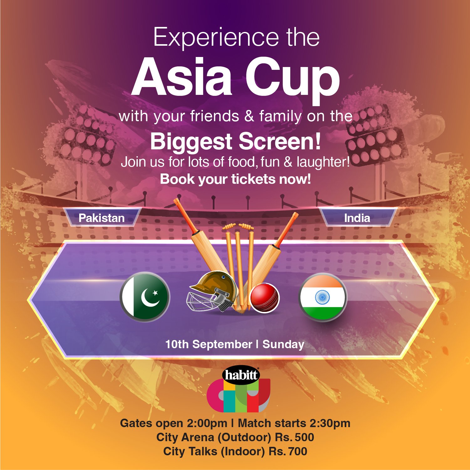 Pakistan vs India Asia Cup Match Screening [10 Sept] Events in Karachi